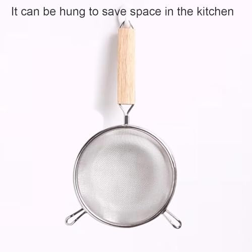 Strainer with Single Fine Mesh, 6.3-Inch Diameter, Medium, Stainless Steel, Tan,Silver Large - size: M Double-handled