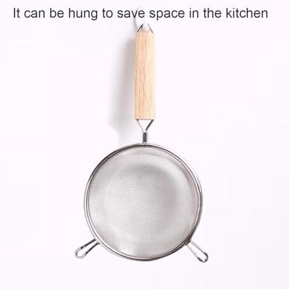 Strainer with Single Fine Mesh, 6.3-Inch Diameter, Medium, Stainless Steel, Tan,Silver Large - size: M Double-handled