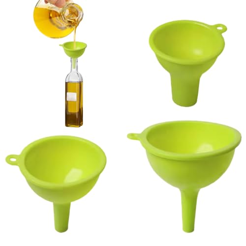 Upgrade Kitchen Funnel Set 3 Pack, Small and Large, Kitchen Gadgets Accessories Silicone Funnels for Filling Water Bottle Liquid Transfer Food Grade (C) - color: C