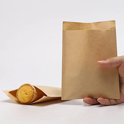 200 Pcs Kraft Paper Cookies Bags - Unbleached Small Paper Bakery Bags for Treats, Baked Snacks, Pastry, Bread (4.7x6.3 Inch) - size: 4.7x6.3 inch-200pcs