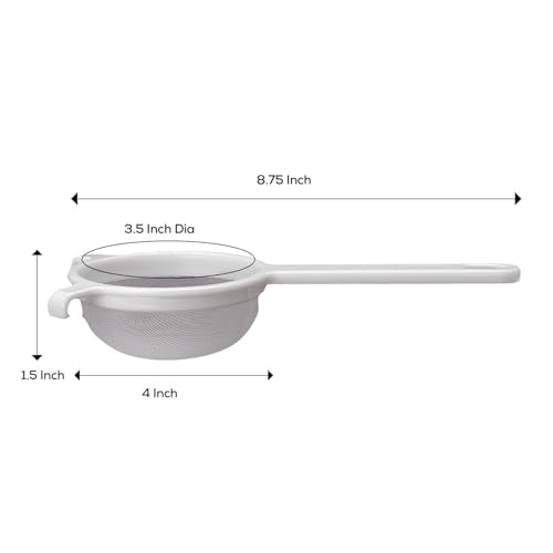 HIC Kitchen Double-Ear Fine Mesh Strainer, BPA-Free, 4-Inch, For Sifting Baking Ingredients, Straining, And Draining Soups And Sauces - color: Double-Ear Fine Mesh White, size: 4-Inch