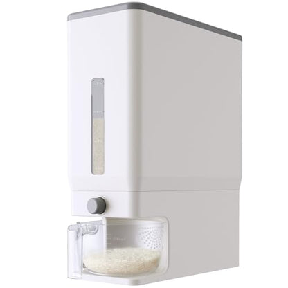 Lifewit Rice Dispenser 25 Lbs(11.3kg), Rice Storage Container Sealed Moisture Proof with Measuring Cup for Kitchen Pantry Household, BPA-Free, 1 Pack White - color: White