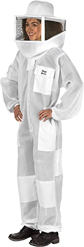 Bees & Co U85 Ultralight Beekeeper Suit with Square Veil - color: Sateen White, size: Large