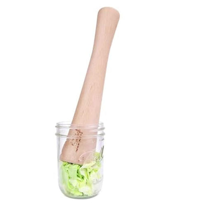 12" Sauerkraut Pounder Natural Solid Wood Smasher for Vegetable Fermentation Crocks and Mason Jars - Cabbage Tamper Fermenting Food Tool Packer Stomper