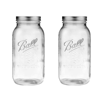 Ball Wide Mouth Glass Mason Jars with Lids and Bands, Used for Canning, Pickling, Juice, Jam, Jelly, Half Gallon Size 64 Ounce (Pack of 2) - color: Half Gallon, size: 64 Ounce (Pack of 2)
