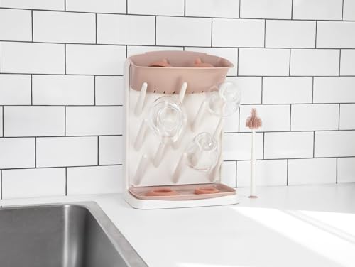 Emulait Ubbi Vertical Drying Rack, Baby Accessory, Space Saving Countertop with Cleaning Brush