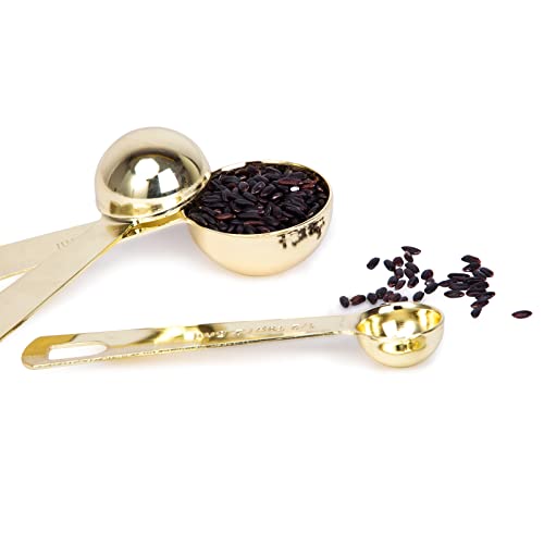 Gold Measuring Spoons, Heavy Duty 18/8 Stainless Steel Measuring Set of 6 Piece: 1/8 tsp, 1/4 tsp, 1/2 tsp, 1 tsp, 1/2 tbsp & 1 tbsp Measuring Liquid and Dry Ingredients for Cooking Baking Gift Set - color: C - Gold, size: 6pcs