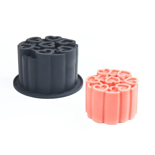 Silicone Mold, 3D Love Heart Pattern Cylinder Baking Mould for Mousse Cake, Fondant, Soap, Ice Cream, Chocolate, Candy, Non-Stick Easy Release BPA Free Food Grade Silicone Molds (B_ Love Heart) - size: B_ Love Heart