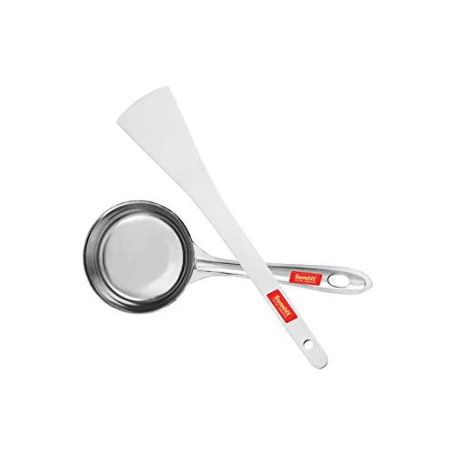 Sumeet Stainless Steel Perfect Dosa Making Spoon/Ladle Set of 2 Pcs (1 Turner, 1 Short Pour Ladle with Flat Base)
