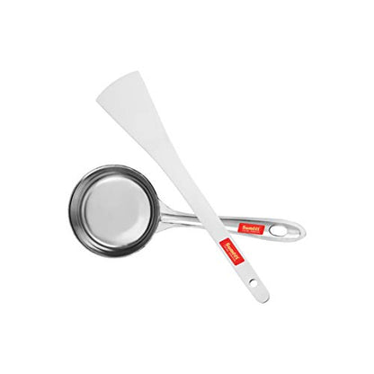 Sumeet Stainless Steel Perfect Dosa Making Spoon/Ladle Set of 2 Pcs (1 Turner, 1 Short Pour Ladle with Flat Base)