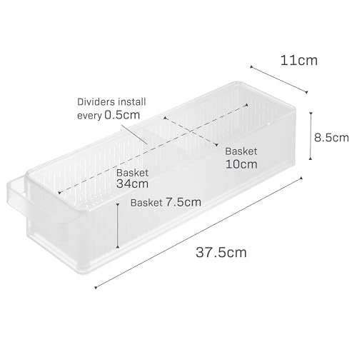 Yamazaki Home Tower Fridge Organizer & Colander – Adjustable Divider For Custom Storage – Stackable Produce Bin For Washing & Storing Ingredients – Easy To Clean & Disassemble - Plastic -