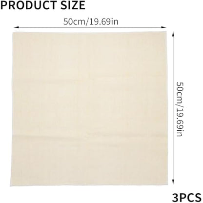 3 Pack Cheesecloth Muslin Cloths for Cooking, 20x20 Inch Unbleached Pure Cotton Straining Bags for Making Almond Milk, Yogurt, Cheese, Tofu, Steaming Dumplings - Reusable, Fine Mesh, Washable