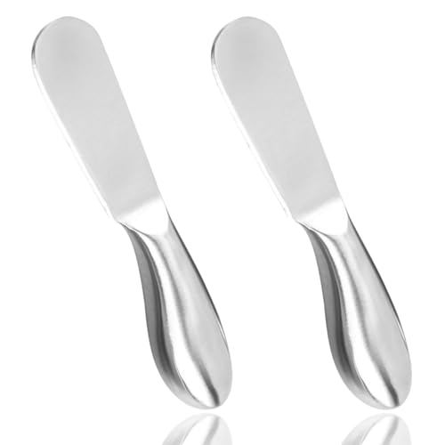 2 Pcs Butter Knife Set, Stainless Steel Cheese Knife Spreaders - Versatile Kitchen Gadgets for Butter, Cheese, Jams & Spreads - Compact Metal Spreader Knives, Great for Sandwiches, Pastries & Serving
