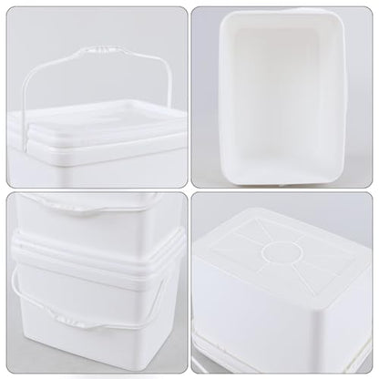 Saedy 5 Gallon Rectangular Bucket with Seal Lids for Food Storage, 4 Packs | Food Grade, with Handle - size: 5 Gallon