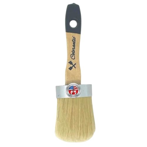 Colorantic | Furniture Round Oval Chalk and Wax Brush Brushes | Natural Bristles DIY Art and Craft Home Decor (Oval Natural European) - size: Oval Natural European