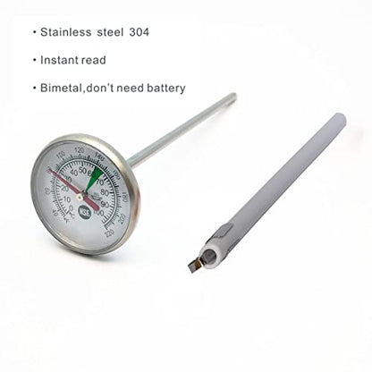 1 3/8 Inch Dial Milk Coffee Food Thermometer with Clip,Best Instant Read Thermometer for The Coffee Drinks,Chocolate Milk Foam,Meat Cooking