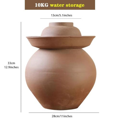 Unglazed Clay Fermentation Jar, Double Lid Design Sealed Pickling Crock, Classic Traditional Water Seal, Pickled Cucumbers and Beans(10kg/352.7oz) - size: 10kg/352.7oz