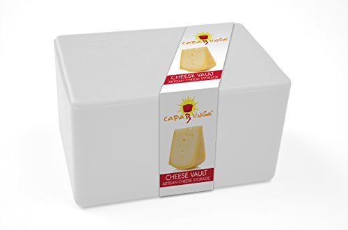 CapaBunga Cheese Vault with Divider - Reusable Artisan Cheese Storage Container for Fridge - Food Grade Silicone Cheese Container 6x4x3.5” - Cheese Keeper for Refrigerator - White Cheese Holder - color: White