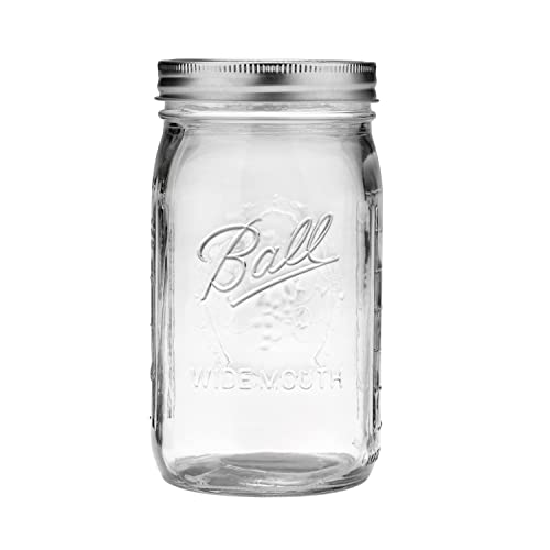 Ball Wide Mouth Glass Mason Jars with Lids and Bands, Used for Canning, Pickling, Juice, Jam, Jelly, Quart Size 32 Ounce (Pack of 8) - size: 8 Pack, style: Wide Mouth