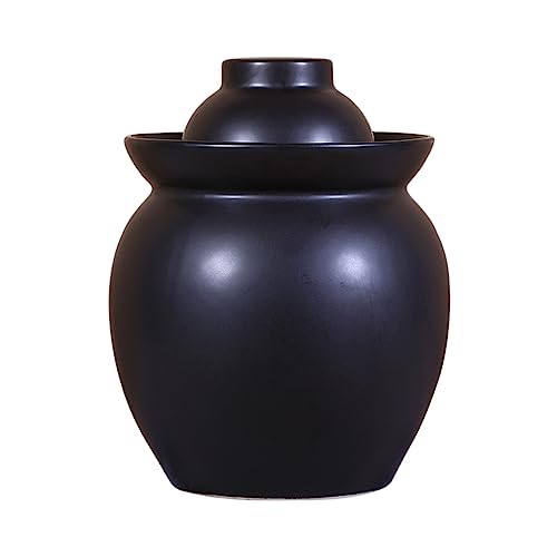 Traditional Chinese Pickle Jar Ceramic Jar with Lid, Fermentation Kit Crock with Water Seal Airlock Lid, Fermentation Jar for Pickles, Kimchi, Sauerkraut,Paocai Jar Black-1.5Kg - color: Black-1.5kg, size: 1.5Kg