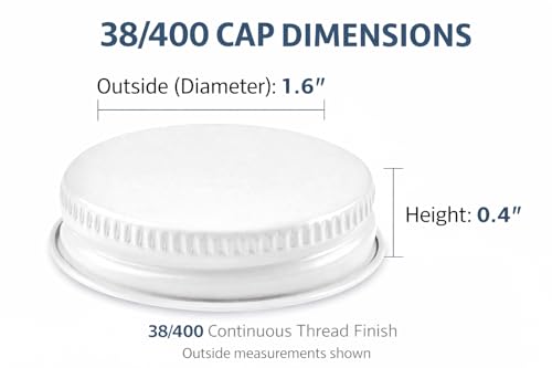 Metal Growler Caps (3 Pack) - For 1-Gallon & 1/2-Gal Sized Glass Jugs - 1.5" (38mm) Dia, Made in USA - Beer/Kombucha/Homebrew Bottle - Food Grade Lid w/Continuous Thread & Plastisol Liner - color: White
