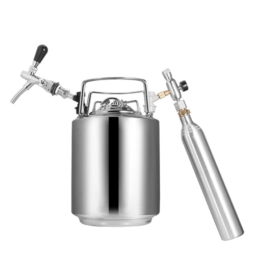 10L Cornelius Keg Kit, 2.5 Gallon 304 Stainless Steel Beer Keg Beverage Container with Beer Tap, Mini CO2 Charger Regulator and 0.6L Empty Soda Bottle for Homebrewing, Carbonation & Fermentation