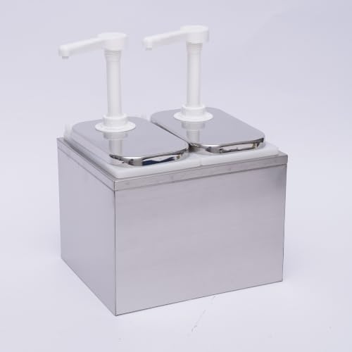 Condiment Pump Station Commercial Pump Condiment Dispensers Sauce Pump Dispenser Condiment Server Organizer Stainless Steel for Salad Jam Seasoning Sauce Squeeze (2-bucket) - color: 2-bucket