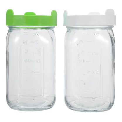 Yardwe 2pcs Quart Mason Jar Sprouting Kit with Mesh Lids - Wide Mouth Glass Sprouting Jars for Kitchen Seed Germination and Microgreens Starter - Home Herb and Vegetable Growing Set