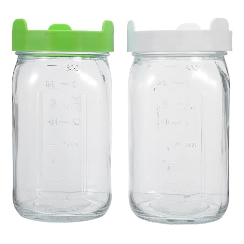 Yardwe 2pcs Quart Mason Jar Sprouting Kit with Mesh Lids - Wide Mouth Glass Sprouting Jars for Kitchen Seed Germination and Microgreens Starter - Home Herb and Vegetable Growing Set