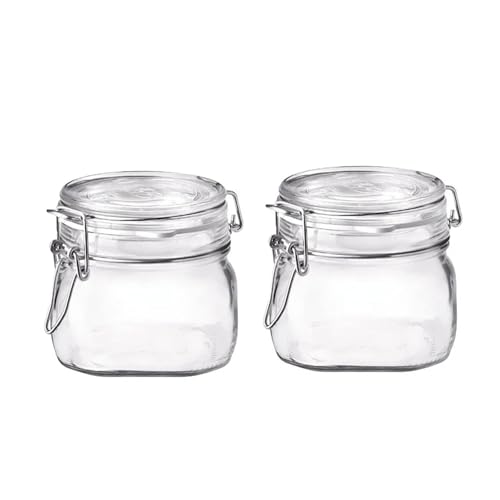 Bormioli Rocco Fido Clear Glass Jar with 85 mm Gasket,0.5 Liter (Pack of 2) - size: 17.5 oz