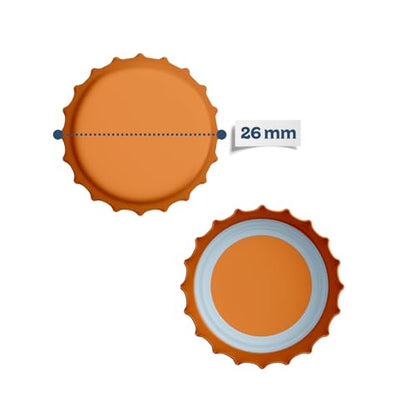 Fermentaholics Orange Beer Bottle Caps - 144 Count Oxygen Absorbing Bottle Lids – 26mm Crown Caps for Homebrewing Beer, Cider, Soda, DIY Crafts and more – Fits Standard American Pry-Off Bottles