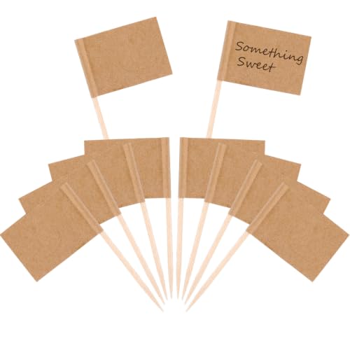 Pangda 100 Pieces Blank Toothpick Flags Cheese Markers Food Labels for Party Buffet Cheese Labels for Charcuterie Board Food Board Accessories Flag Toothpicks for Appetizers - color: Kraft