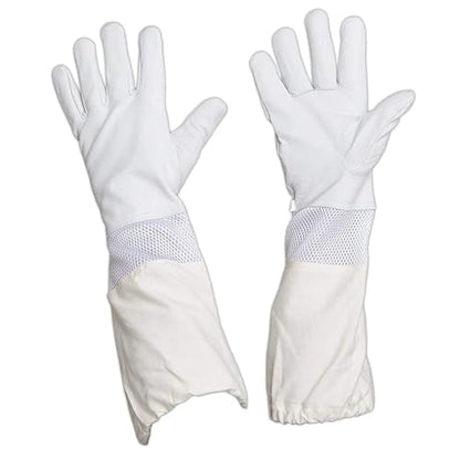 Beekeeping Gloves 2 Pair Beekeeping Gloves Premium Goatskin Beekeeper's Glove Long Protective Gloves Size XL (White) for Beekeepers Protected Supplies