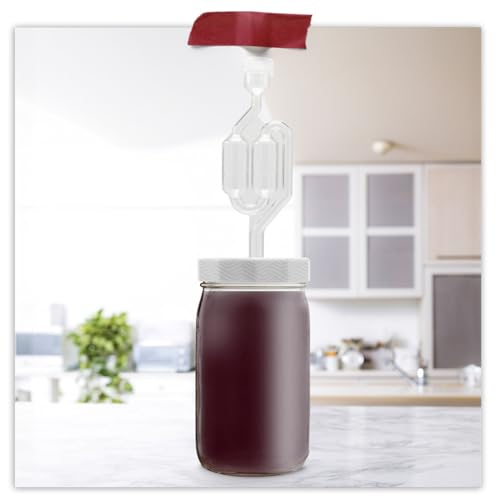 Wide Mouth Mason Jar Fermentation Lids - Turns Your Jar Into A Fermentation Vessel - Lid With Hole & Grommet For Airlock - Fits Wide Mouth Mason Jars (4 Lids & 4 S-Style Airlocks) - style: 4 Lids & 4 S-Style Airlocks