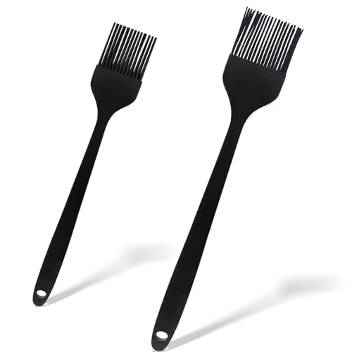 Silicone Basting and Pastry Brush Set, 2-Piece Heat-Resistant Brushes with Steel Core Handle, One-Piece BPA-Free Design for BBQ, Grilling, Baking & Cooking – Dishwasher Safe