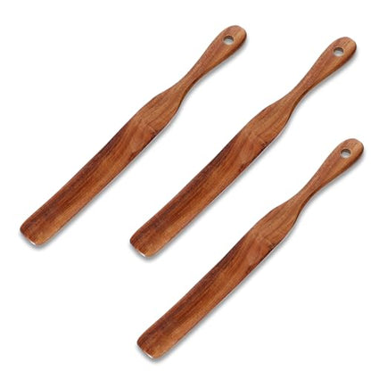 Skinny Wooden Spurtle for Sourdough Starter Spreading Baking Mixing Sourdough Spoon Stirring Stick Wood Bread Spatula Wood Flat Kitchen Utensils for Cooking Flat Spurtles Scraper Jar Spatula
