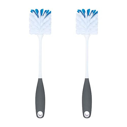 2 Pack Long Handle Bottle Scrubbing Brushes, Bottle Cleaner for Washing Glasswares, Wine Decanter, Hydro Flask Tumbler, Sinks, Food Jars - color: Gray