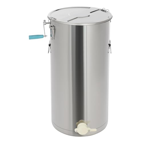 Manual 2-Frame Honey Rack Extractor, Food Grade Stainless Steel, Beekeeping Spinner with Sealed Lid & Smooth Dual-Bearing Handle, Honeycomb Drum Spinner, 49.6 lbs Capacity