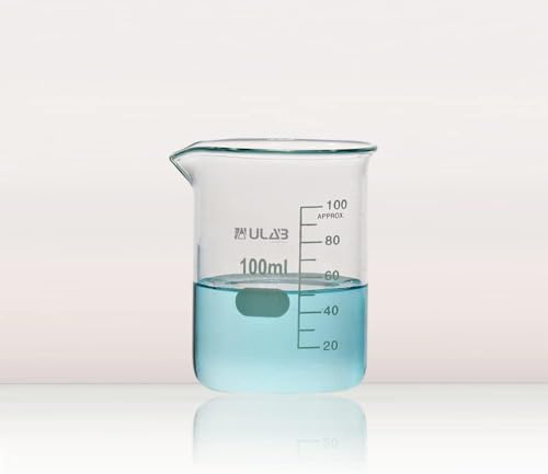 ULAB Scientific Glass Beaker Set, Vol.100ml, Shot Glass, 3.3 Borosilicate Griffin Low Form with Printed Graduation, Pack of 6, UBG1014 - style: Vol.100ml,Pack of 6