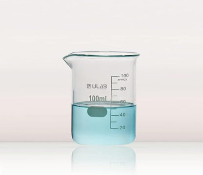 ULAB Scientific Glass Beaker Set, Vol.100ml, Shot Glass, 3.3 Borosilicate Griffin Low Form with Printed Graduation, Pack of 6, UBG1014 - style: Vol.100ml,Pack of 6