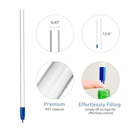 14” Auto Siphon with 12.9” Bottle Wand & 5.5FT Food-Grade Silicone, Beer Wine Siphon Racking Cane fit Liquid Transfer, Effortless Bottling Fermentation Mead HomeBrew Making(Blue Tubing Clamp)
