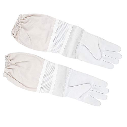 Bee Gloves with Long Sleeves, XL, Breathable Mesh, Elastic Cuff Protective Beekeeper Tool - Durable Goatskin Leather, Ergonomic Design for Hand and Forearm Safety (XL) - size: XL