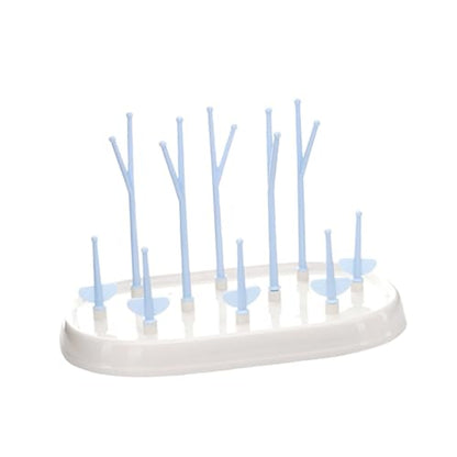 Toddmomy Multifunctional Bottle Drying Rack Tree Branch Organizer with Flexible Arms and Removable Tray Eco Friendly Plastic Bottle Holder for Countertop Space Saving Blue Design