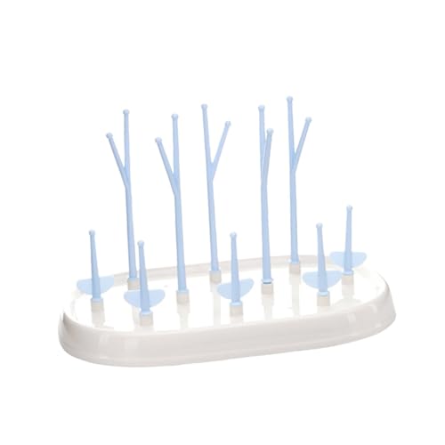 Toddmomy Multifunctional Bottle Drying Rack Tree Branch Organizer with Flexible Arms and Removable Tray Eco Friendly Plastic Bottle Holder for Countertop Space Saving Blue Design