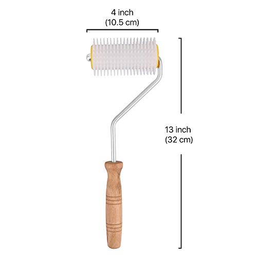 Flexzion 11" Stainless Steel Cold Uncapping Serrated Blade Knife and 12" Plastic Needle Roller, Bee Hive Wax Scraper Uncapper Extractor Beekeeping Tool Equipment for Beekeepers Honey Extracting