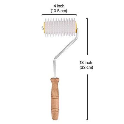 Flexzion 11" Stainless Steel Cold Uncapping Serrated Blade Knife and 12" Plastic Needle Roller, Bee Hive Wax Scraper Uncapper Extractor Beekeeping Tool Equipment for Beekeepers Honey Extracting