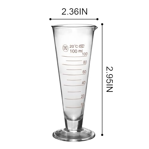 Professional Lab Graduated Measuring Cup with Spout 100ml Wide Mouth Glass Conical Beaker Thickened Borosilicate Beaker Heat Resistant (100ml) Transparent - size: 100ml