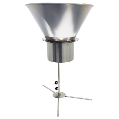TECHTONGDA Stainless Steel Funnel Food Grade Kitchen Feeding Hopper with Support Stand for Powder, Paste, Liquid, Granule Manual Filling Package Bottom Diameter 5.5Inch(14cm)