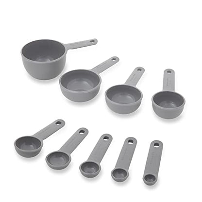 KitchenAid Universal Easy To Read Measuring Cup and Spoon Set with Soft Grip Handle for Maximum Control, Hang Hole and Nesting For Easy Storage, Dishwasher Safe, 9 Piece, Gray - color: Gray