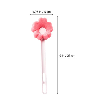 Yardwe Flower Shaped Sponge Bottle Brush Long Handled Bottle Cleaner for Feeding Bottles Water Cups and Kettles Portable Cup Cleaning Brush for Kitchen Bathroom and Restaurant Use